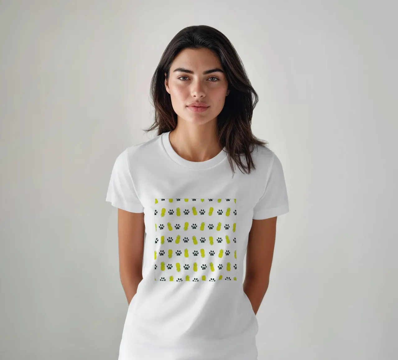 Ananas gialli con impronte di zampe t-shirt da gulsengunel