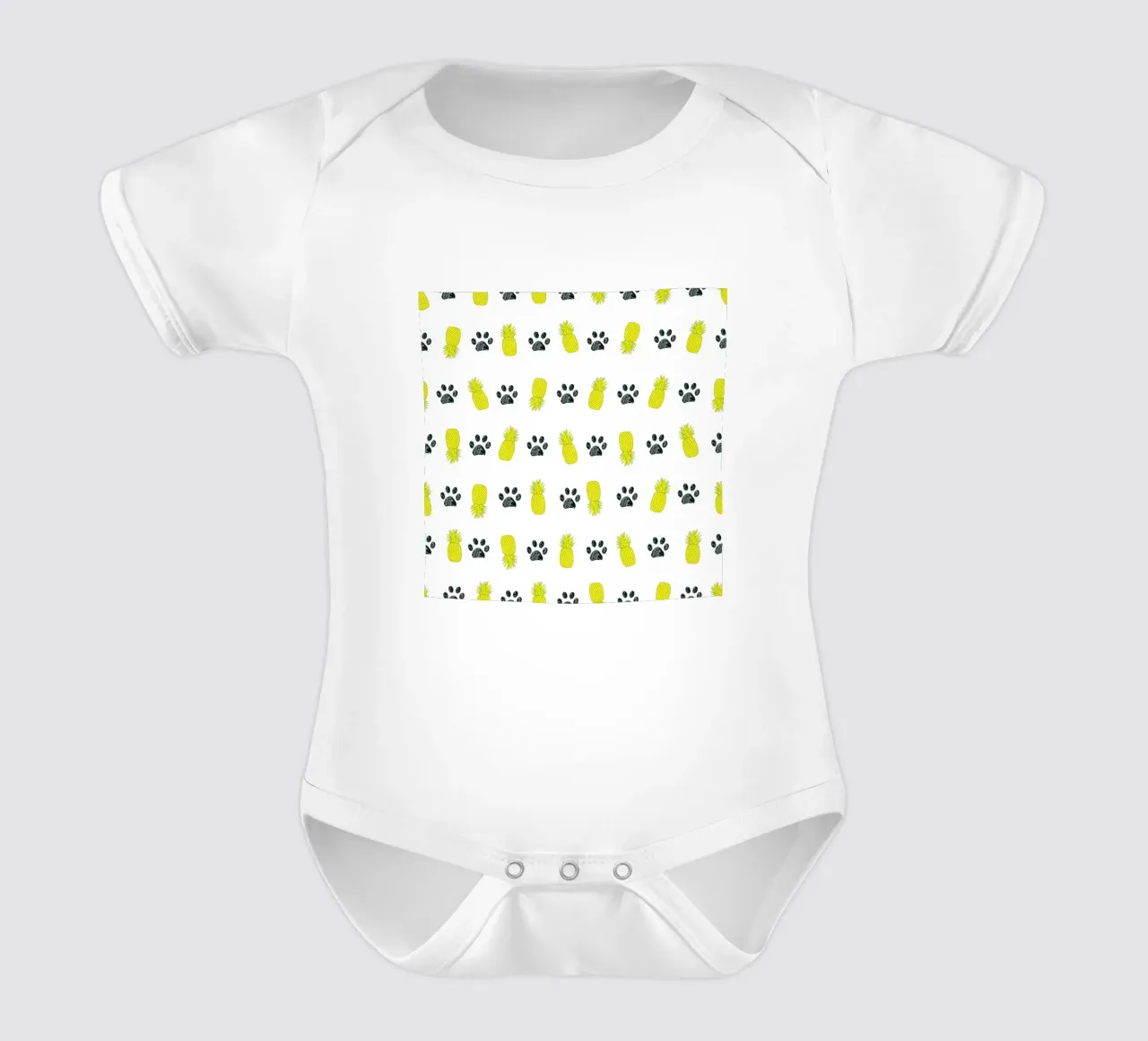 Ananas gialli con impronte di zampe body neonato maniche corte da gulsengunel