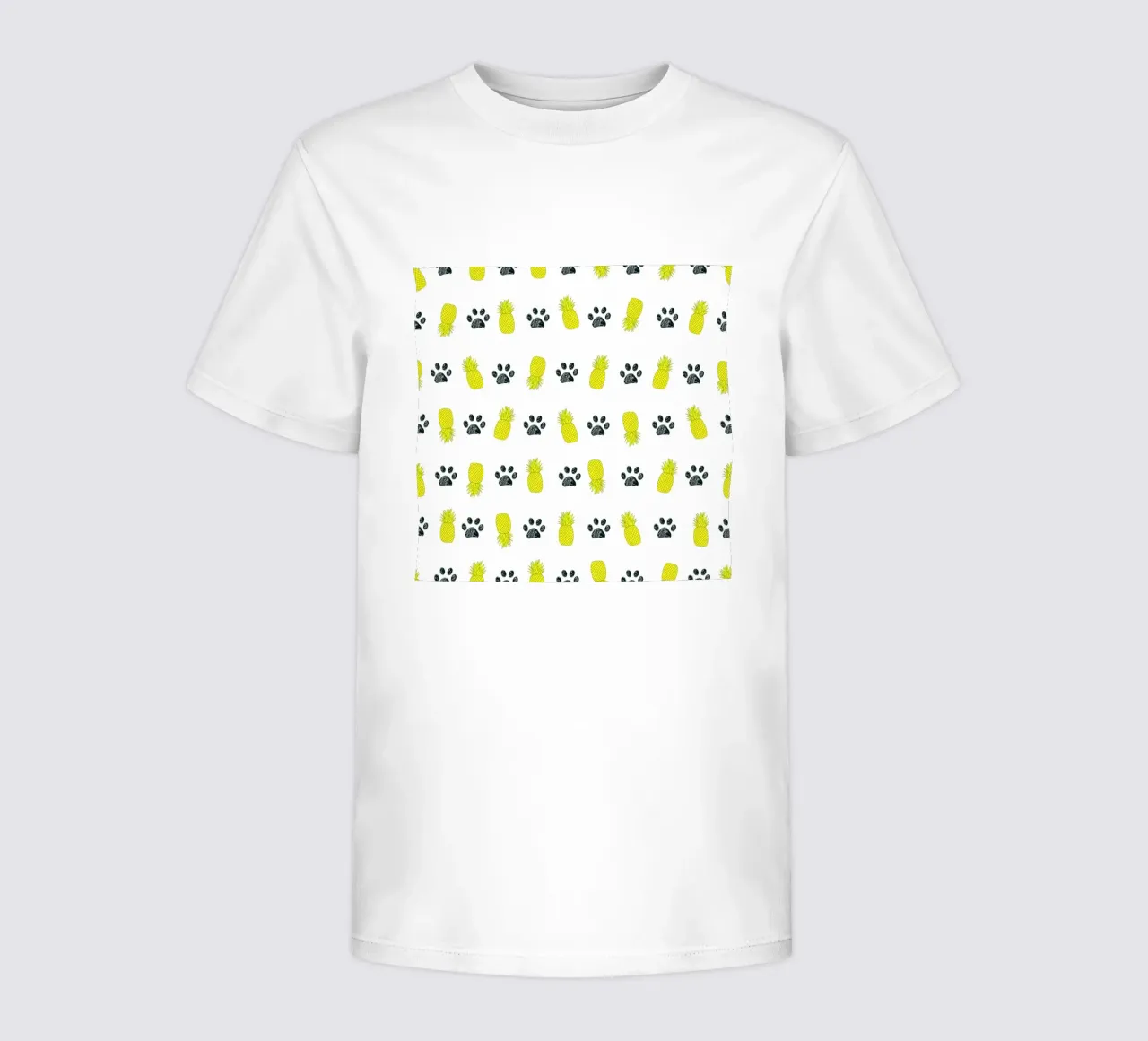 Yellow pineapples with paw prints kids t-shirt by gulsengunel