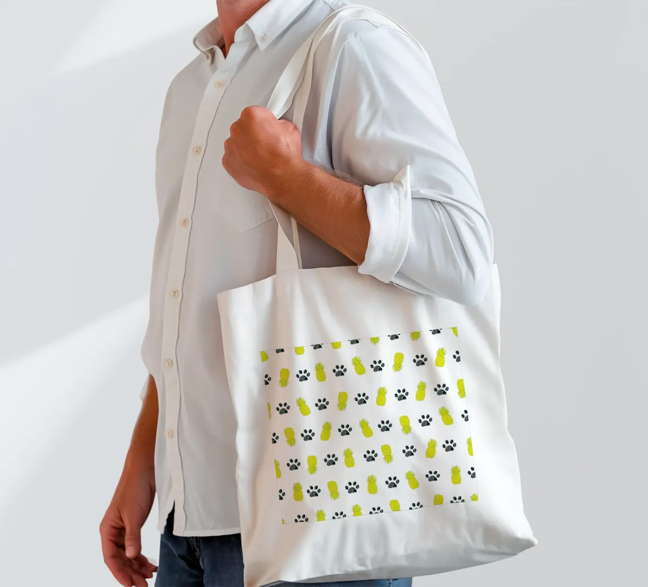 Ananas gialli con impronte di zampe borsa in juta da gulsengunel
