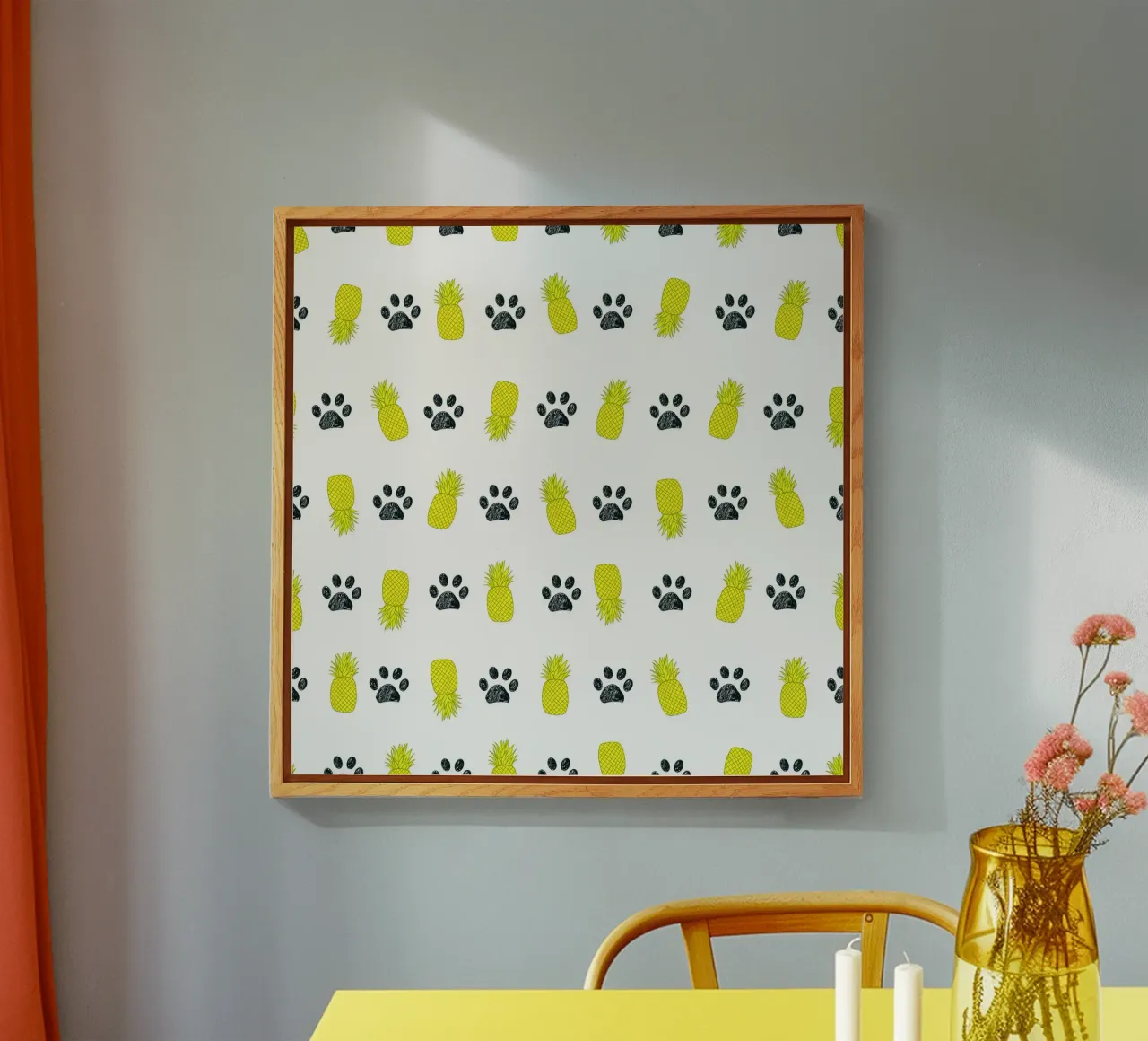Ananas gialli con impronte di zampe plexiglass da gulsengunel