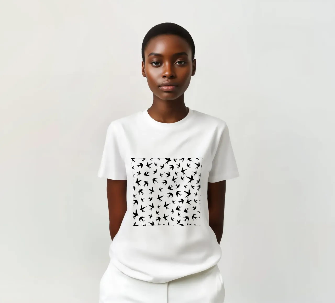 Zwaluwen vogels zwart silhouet op witte achtergrond t-shirt van gulsengunel