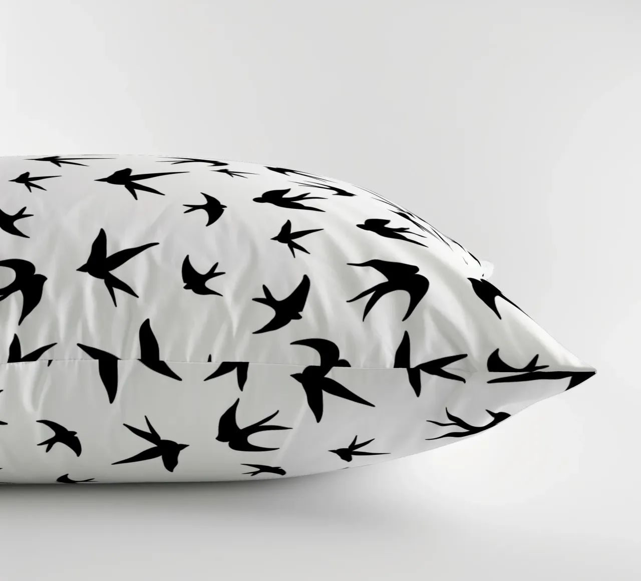 Zwaluwen vogels zwart silhouet op witte achtergrond kussen van gulsengunel