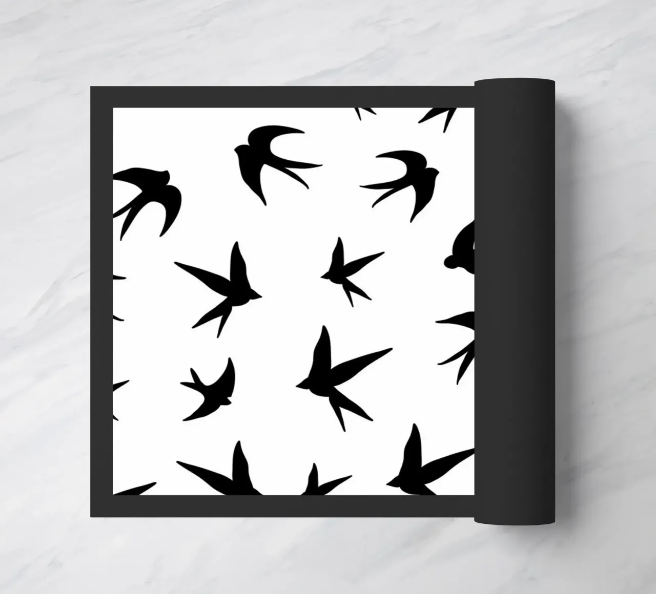 Zwaluwen vogels zwart silhouet op witte achtergrond deurmat van gulsengunel