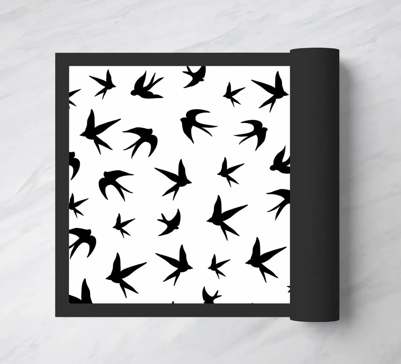 Zwaluwen vogels zwart silhouet op witte achtergrond deurmat van gulsengunel