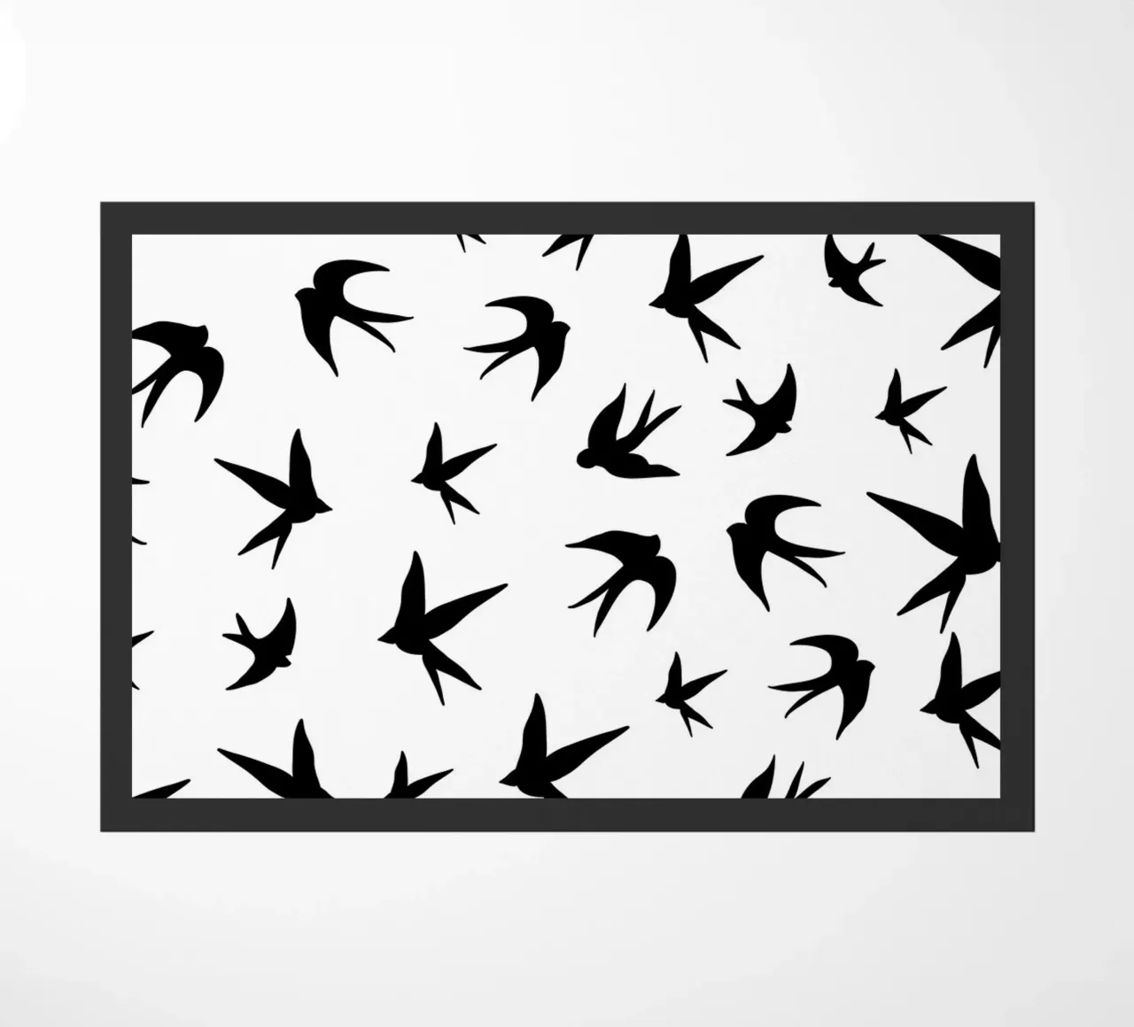 Zwaluwen vogels zwart silhouet op witte achtergrond deurmat van gulsengunel