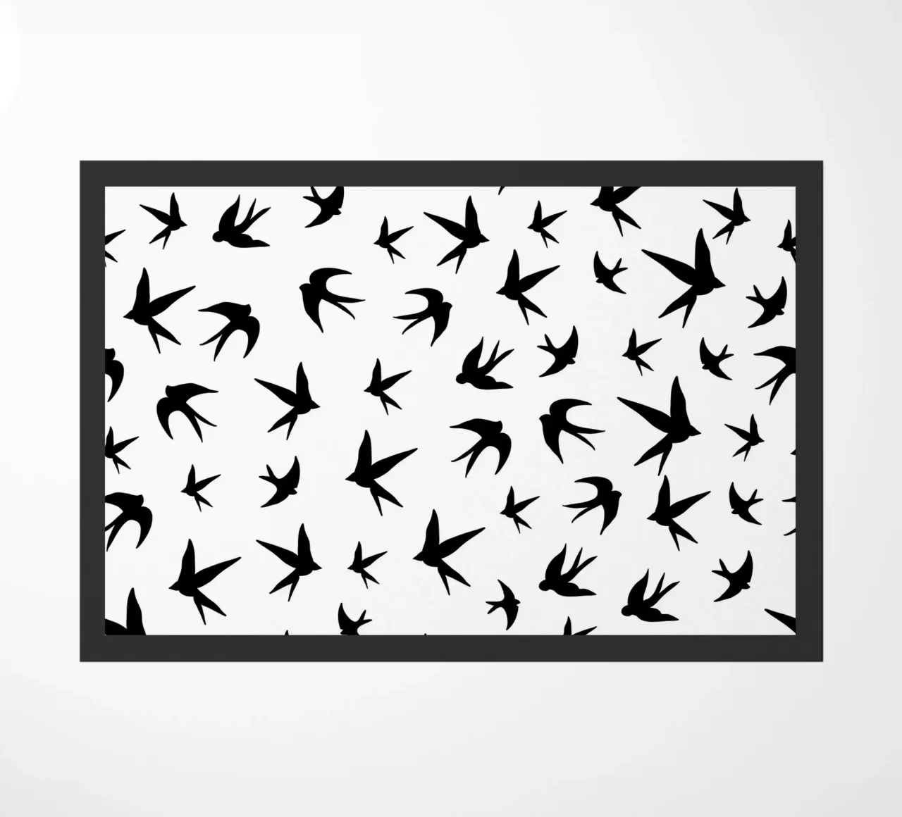 Zwaluwen vogels zwart silhouet op witte achtergrond deurmat van gulsengunel