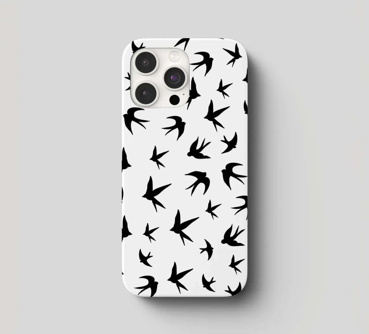 Zwaluwen vogels zwart silhouet op witte achtergrond iphone hoesje van gulsengunel