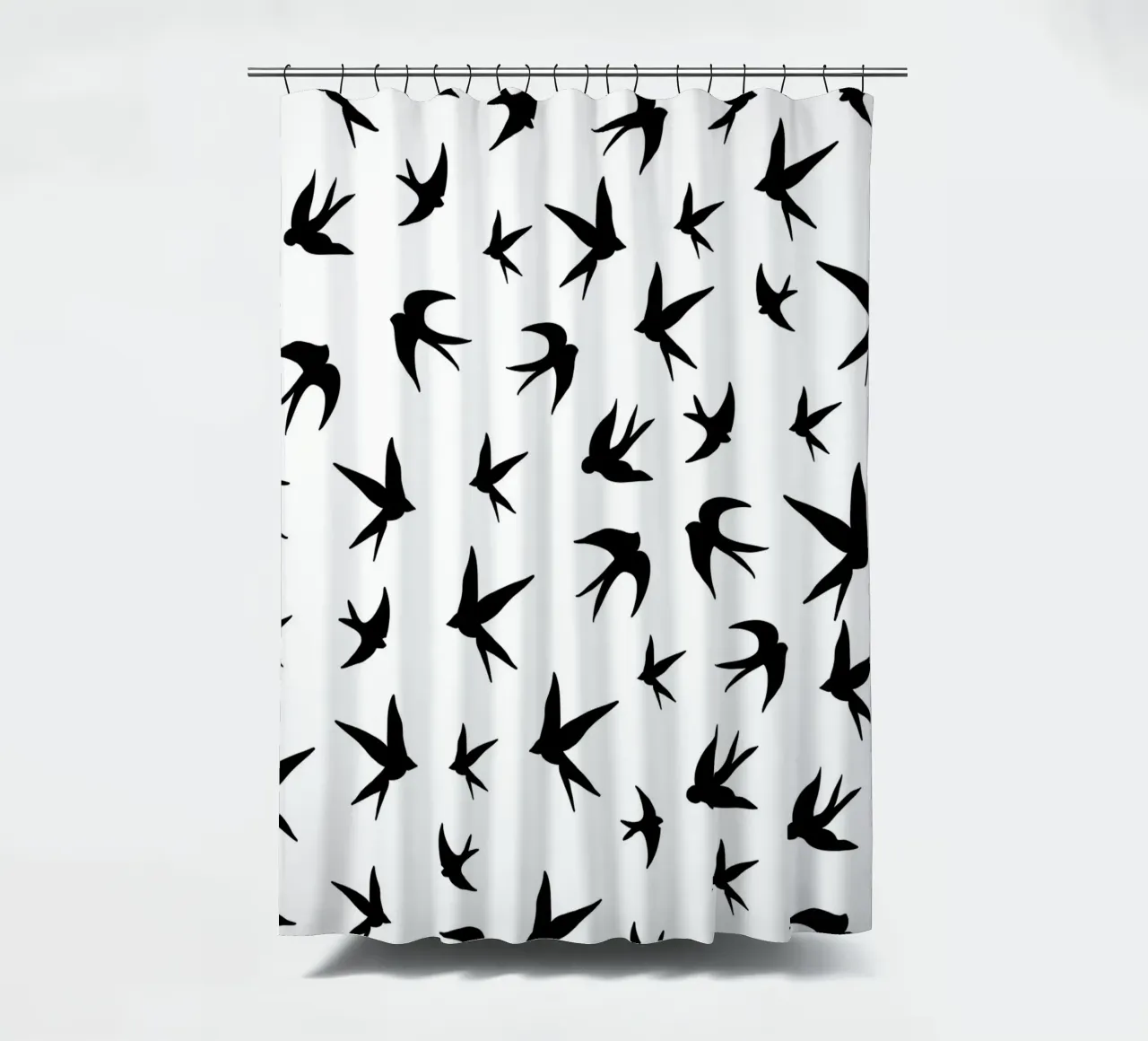 Zwaluwen vogels zwart silhouet op witte achtergrond douchegordijn van gulsengunel