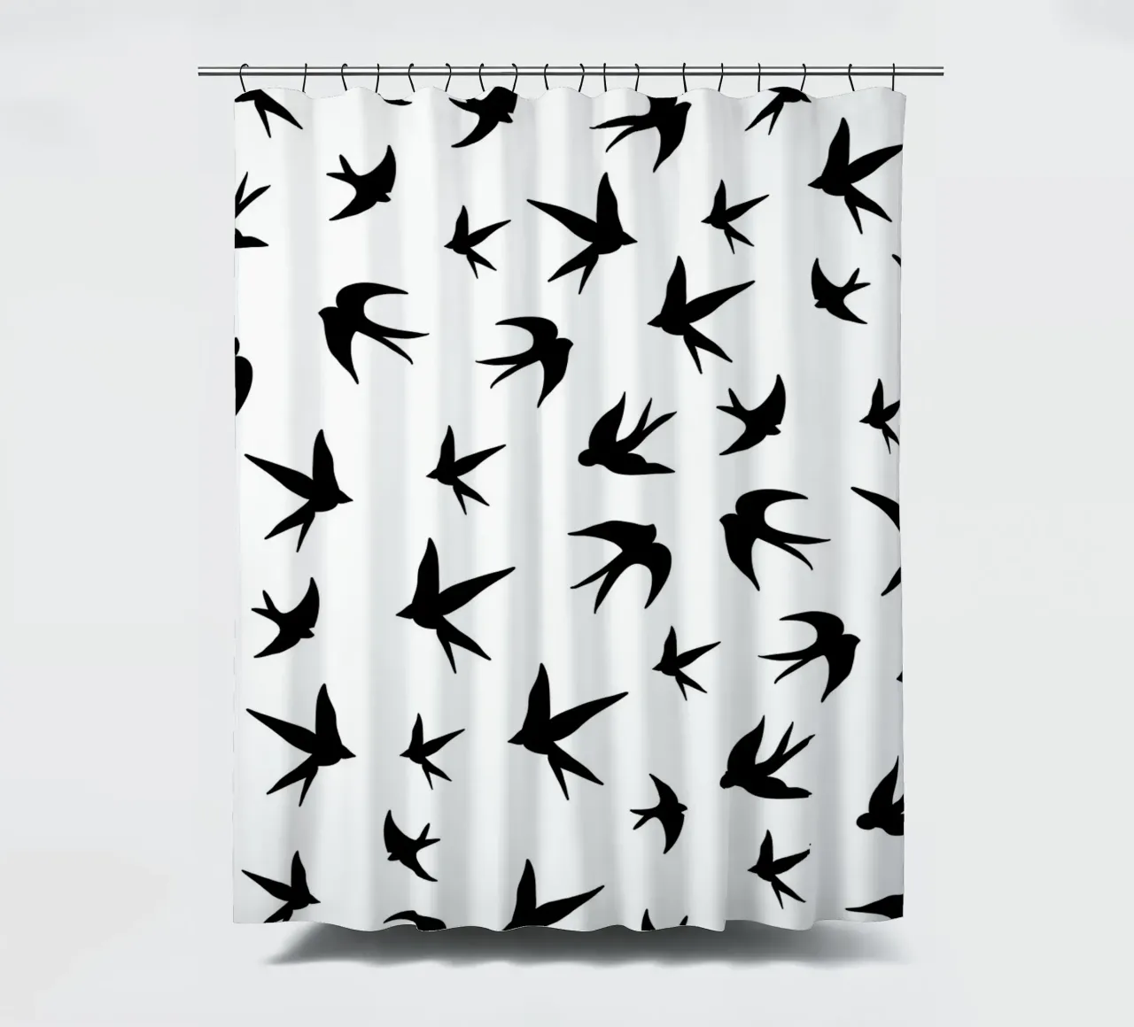 Zwaluwen vogels zwart silhouet op witte achtergrond douchegordijn van gulsengunel