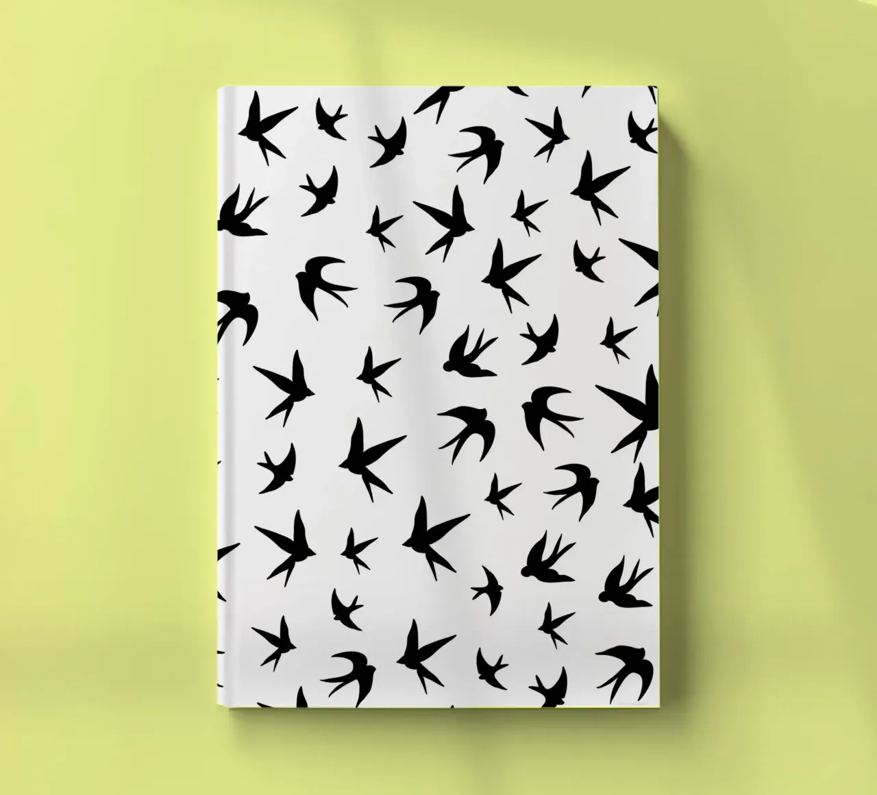 Zwaluwen vogels zwart silhouet op witte achtergrond notitieboek van gulsengunel