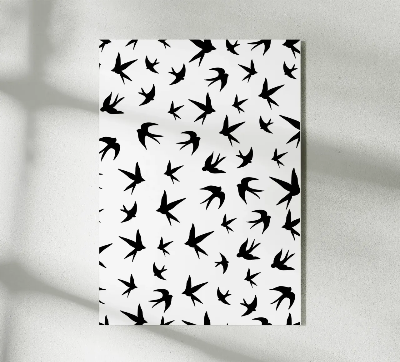 Zwaluwen vogels zwart silhouet op witte achtergrond acryl van gulsengunel