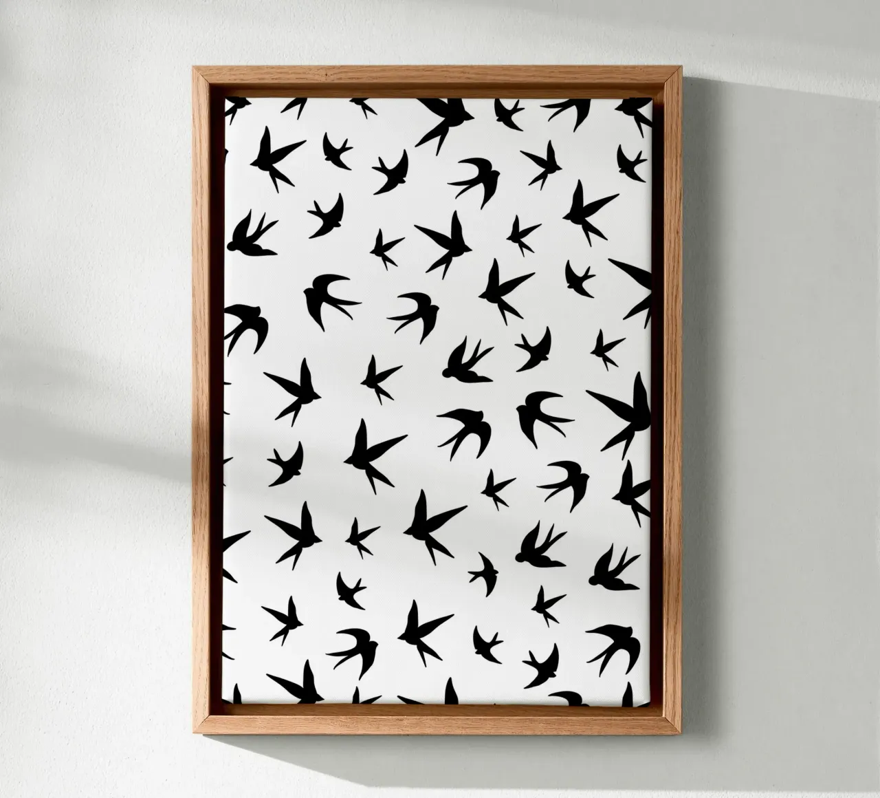 Zwaluwen vogels zwart silhouet op witte achtergrond canvas van gulsengunel