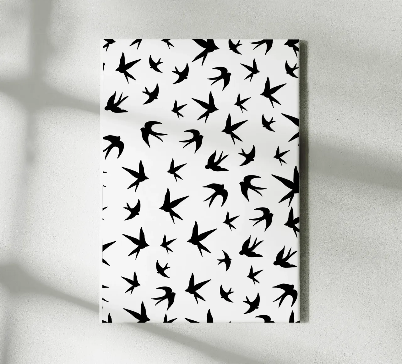 Zwaluwen vogels zwart silhouet op witte achtergrond canvas van gulsengunel