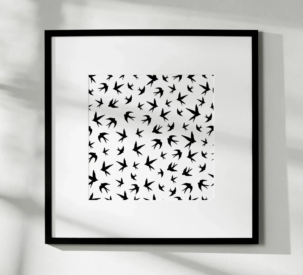 Zwaluwen vogels zwart silhouet op witte achtergrond hahnemühle van gulsengunel