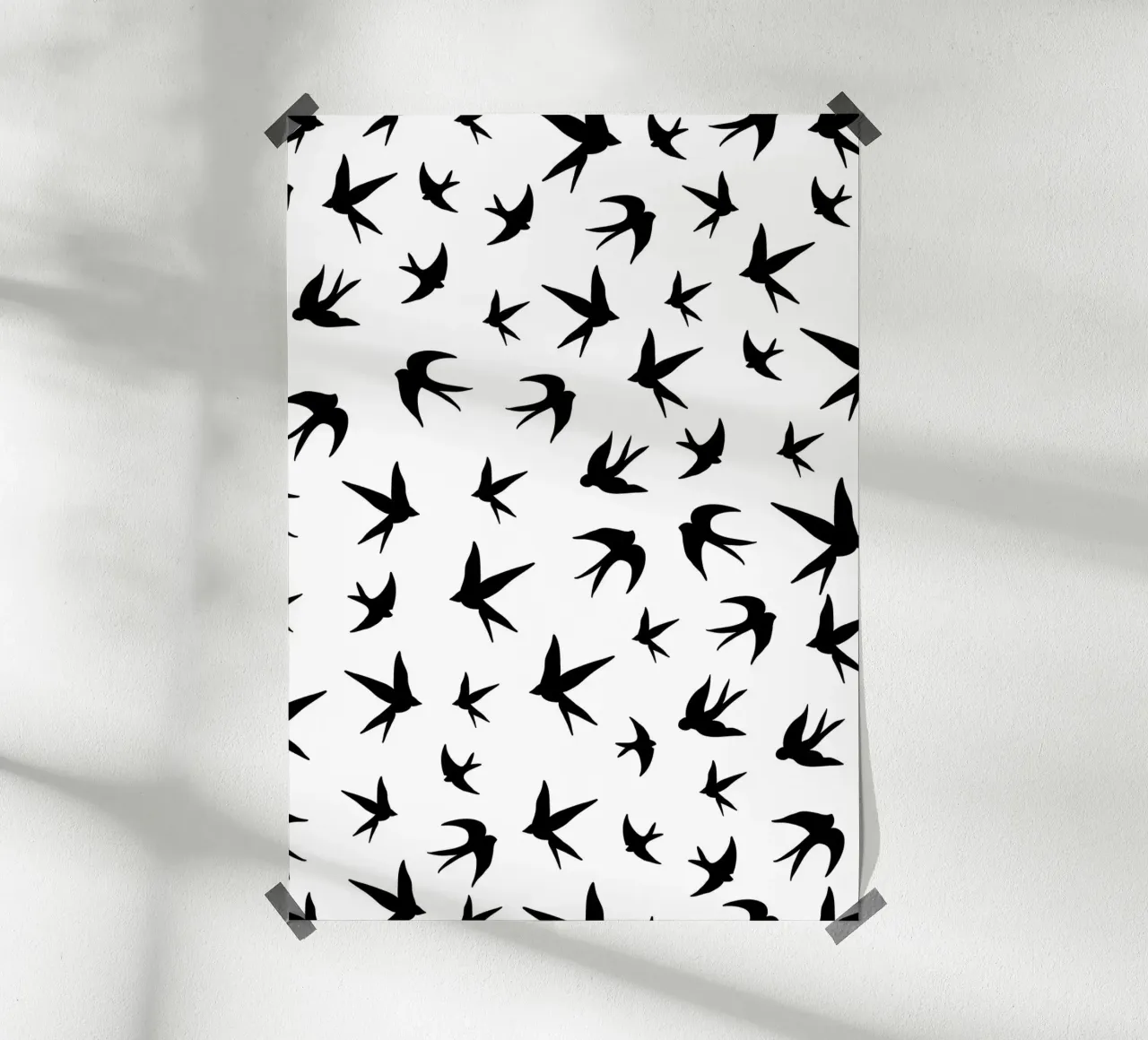 Zwaluwen vogels zwart silhouet op witte achtergrond hahnemühle van gulsengunel