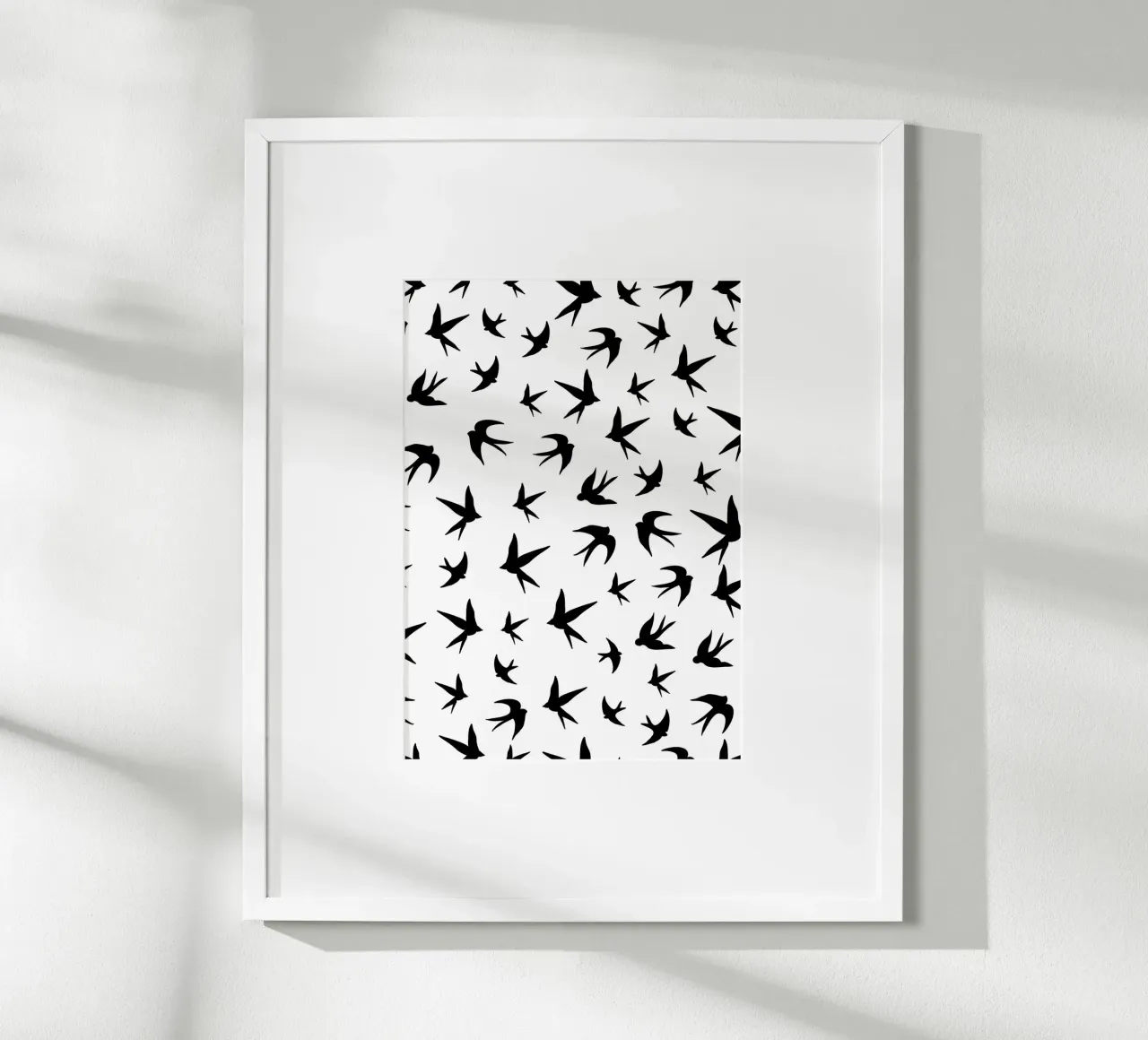 Zwaluwen vogels zwart silhouet op witte achtergrond hahnemühle van gulsengunel