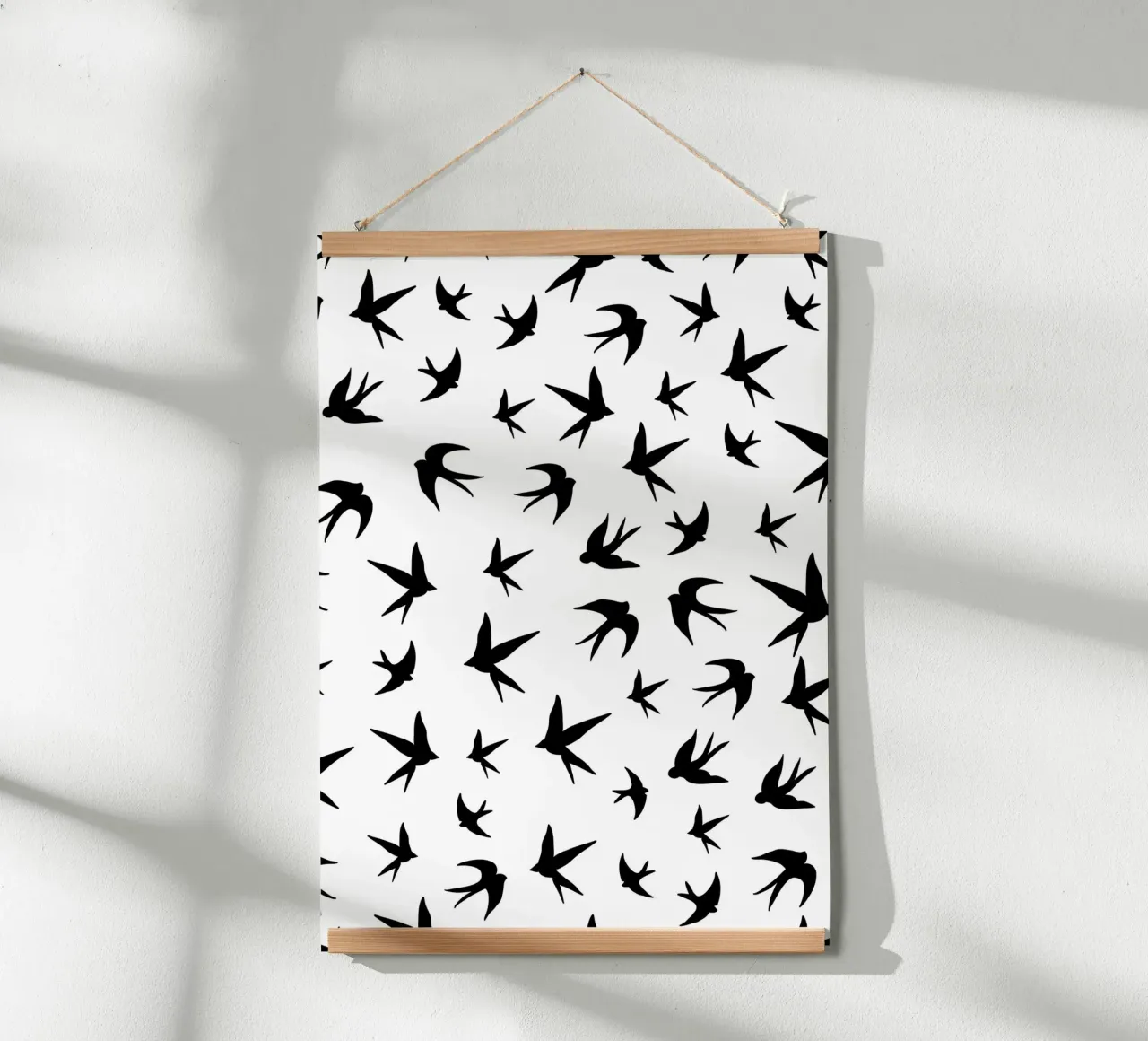 Zwaluwen vogels zwart silhouet op witte achtergrond hahnemühle van gulsengunel