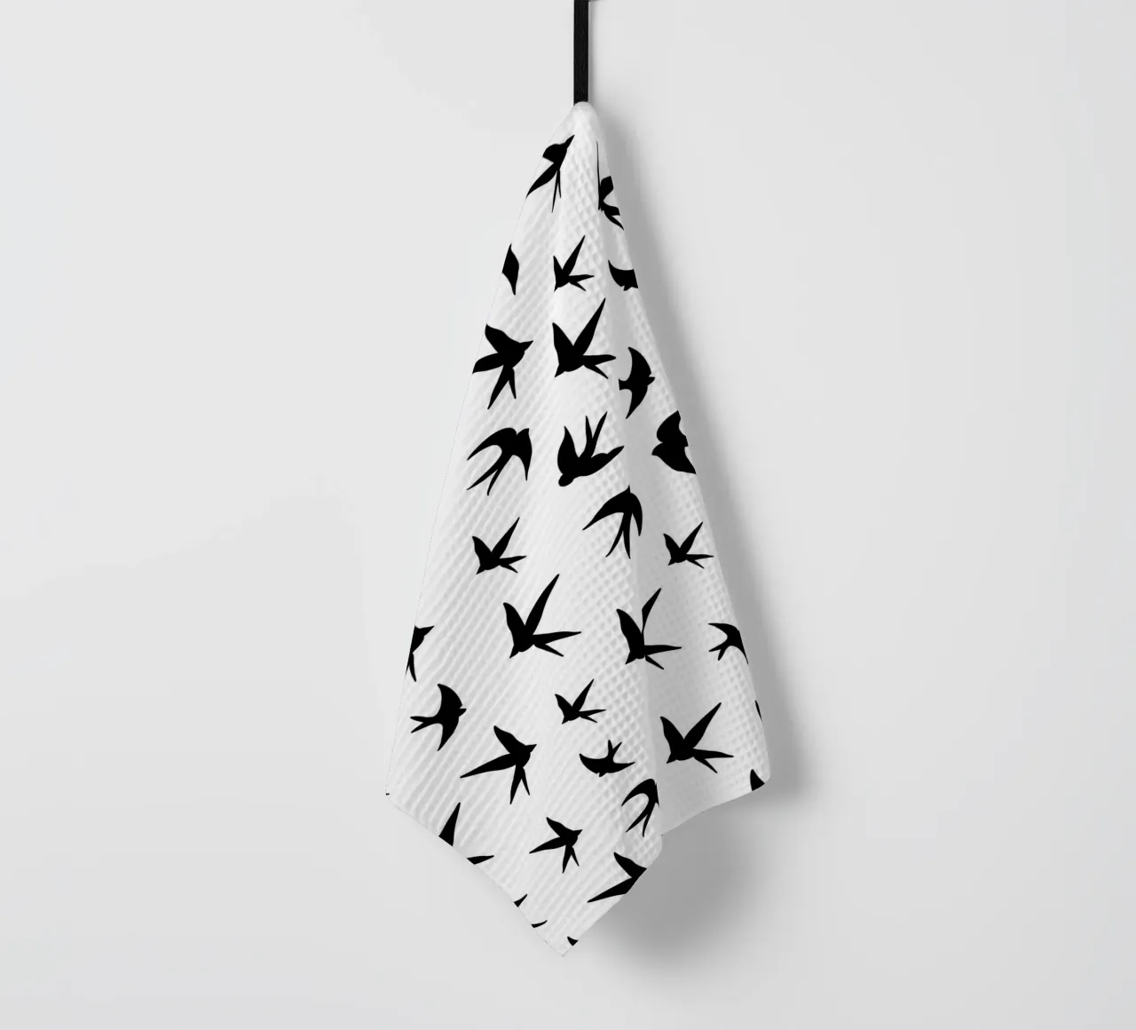 Zwaluwen vogels zwart silhouet op witte achtergrond theedoek van gulsengunel