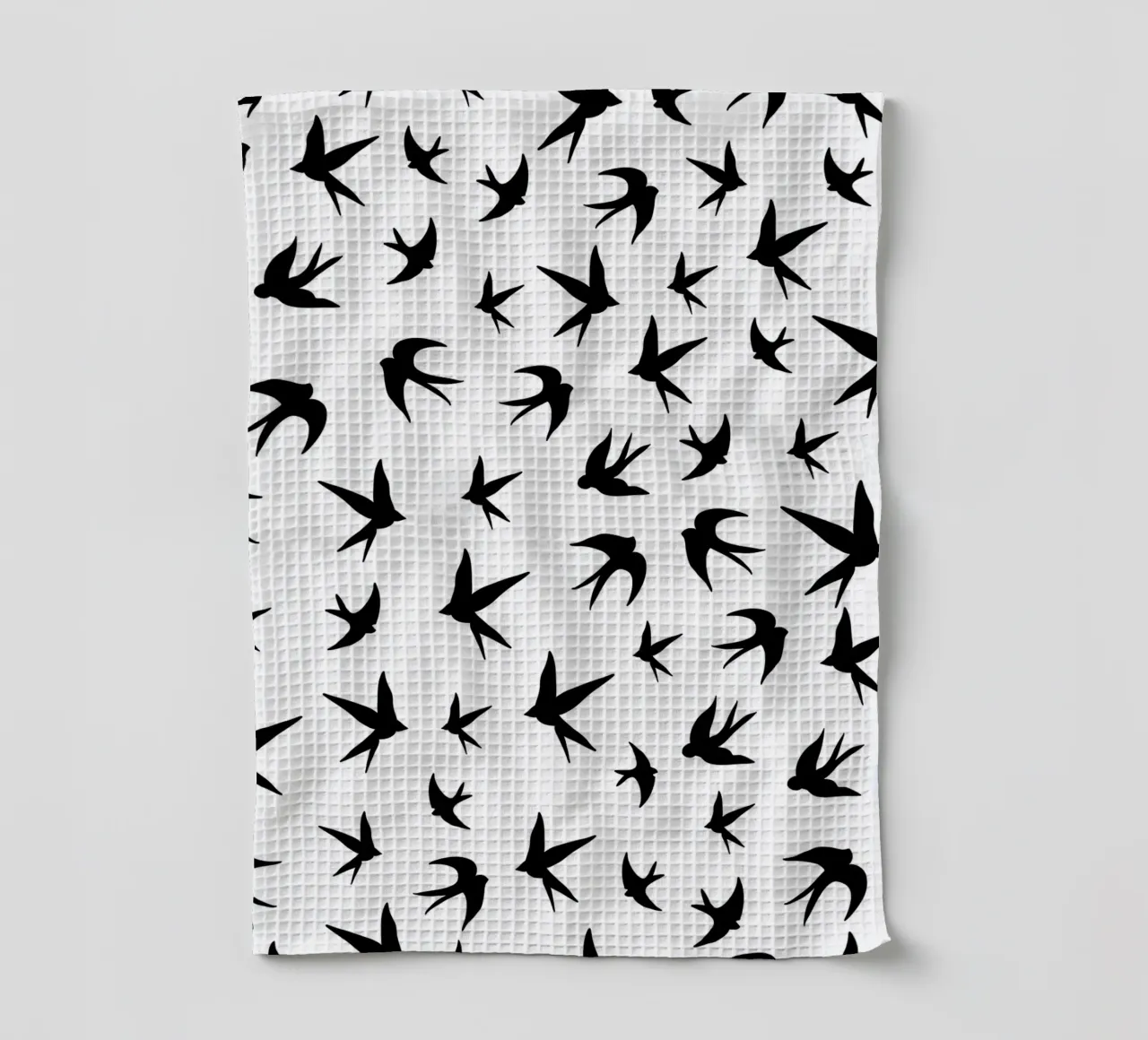 Zwaluwen vogels zwart silhouet op witte achtergrond theedoek van gulsengunel