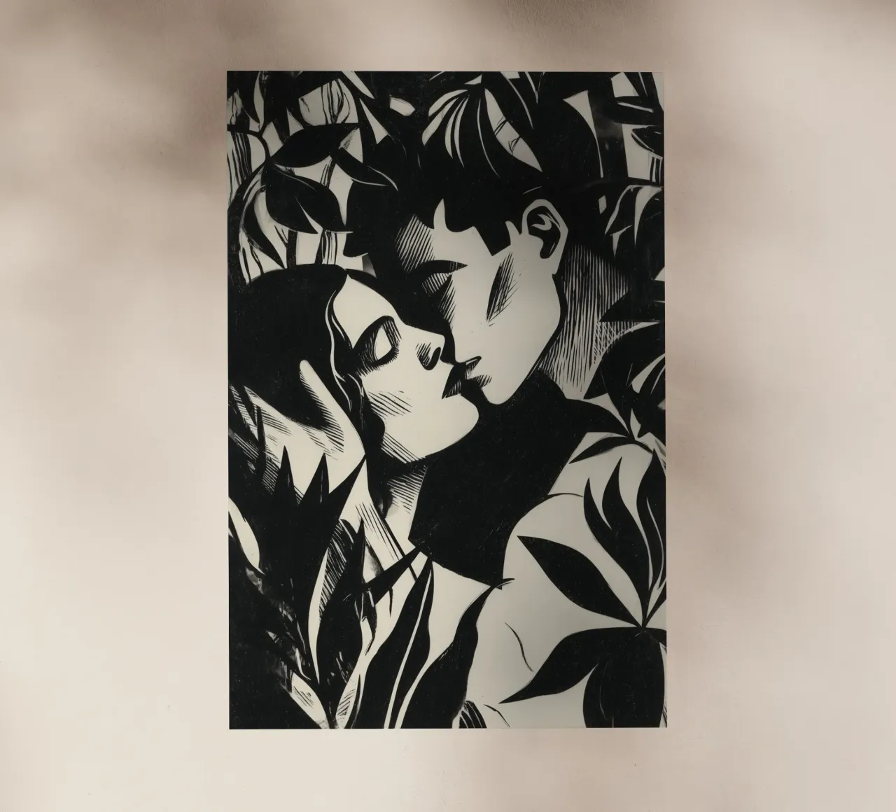 Bacio appassionato | Xilografia in bianco e nero pellicola backlit da Autofocus