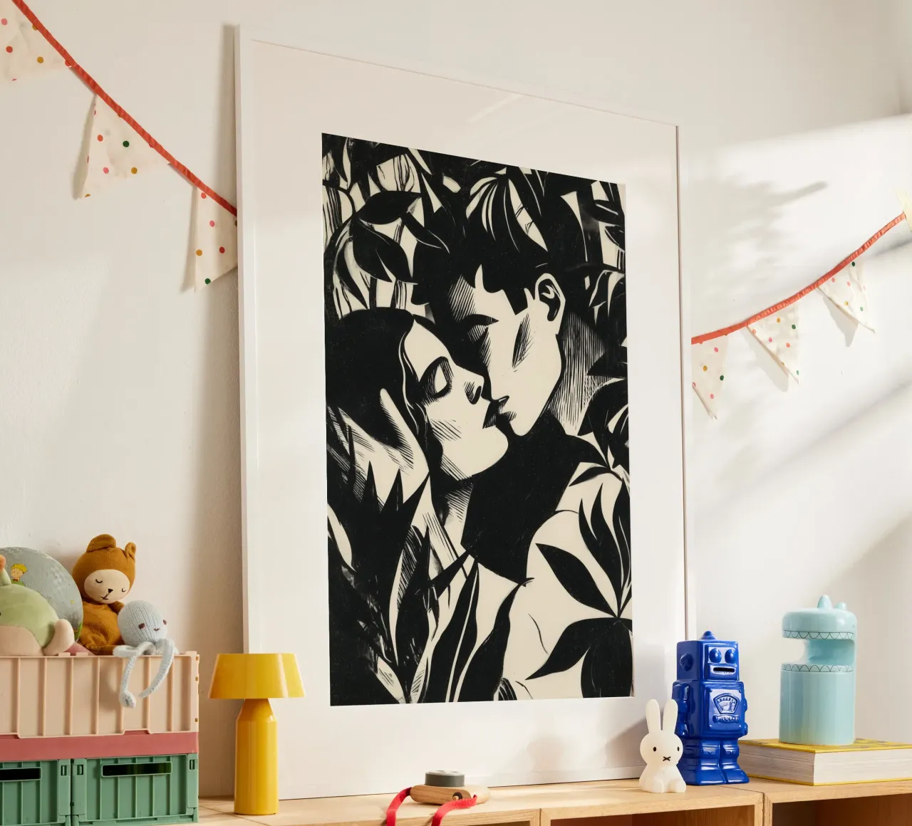 Bacio appassionato | Xilografia in bianco e nero carta hahnemühle da Autofocus