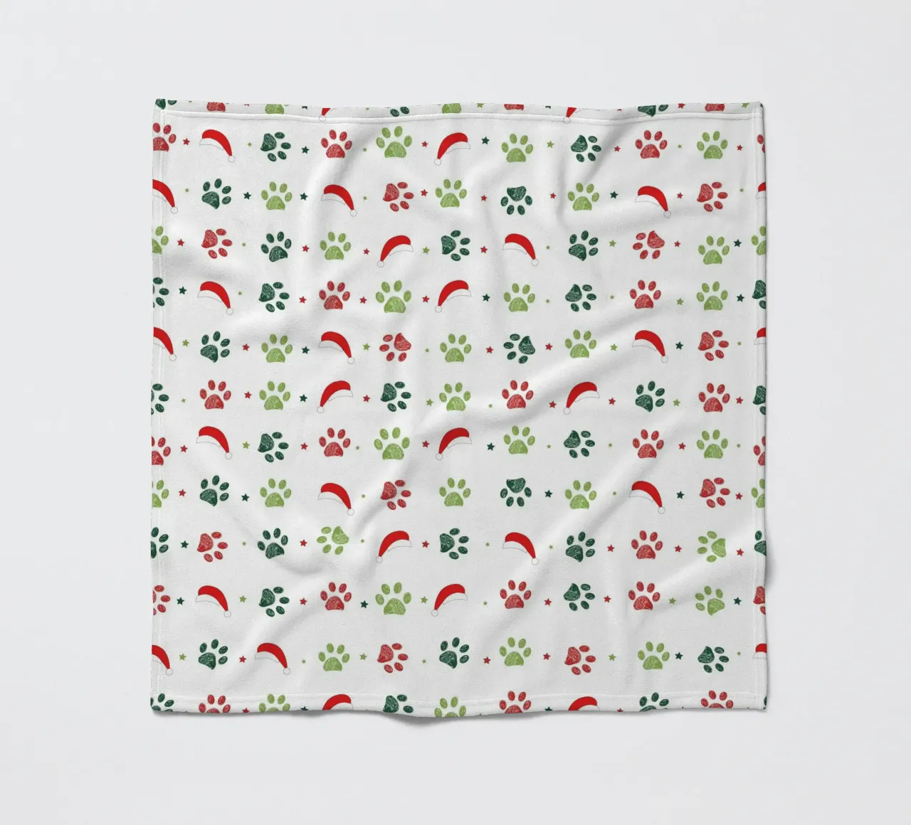 Design scandi verde, zampe rosse con cappelli di Babbo Natale coperta in pile da gulsengunel