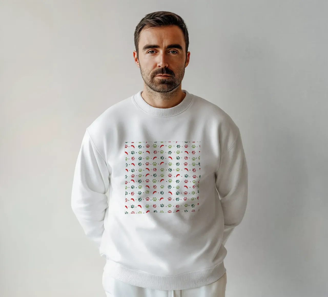 Design scandi verde, zampe rosse con cappelli di Babbo Natale felpa da gulsengunel