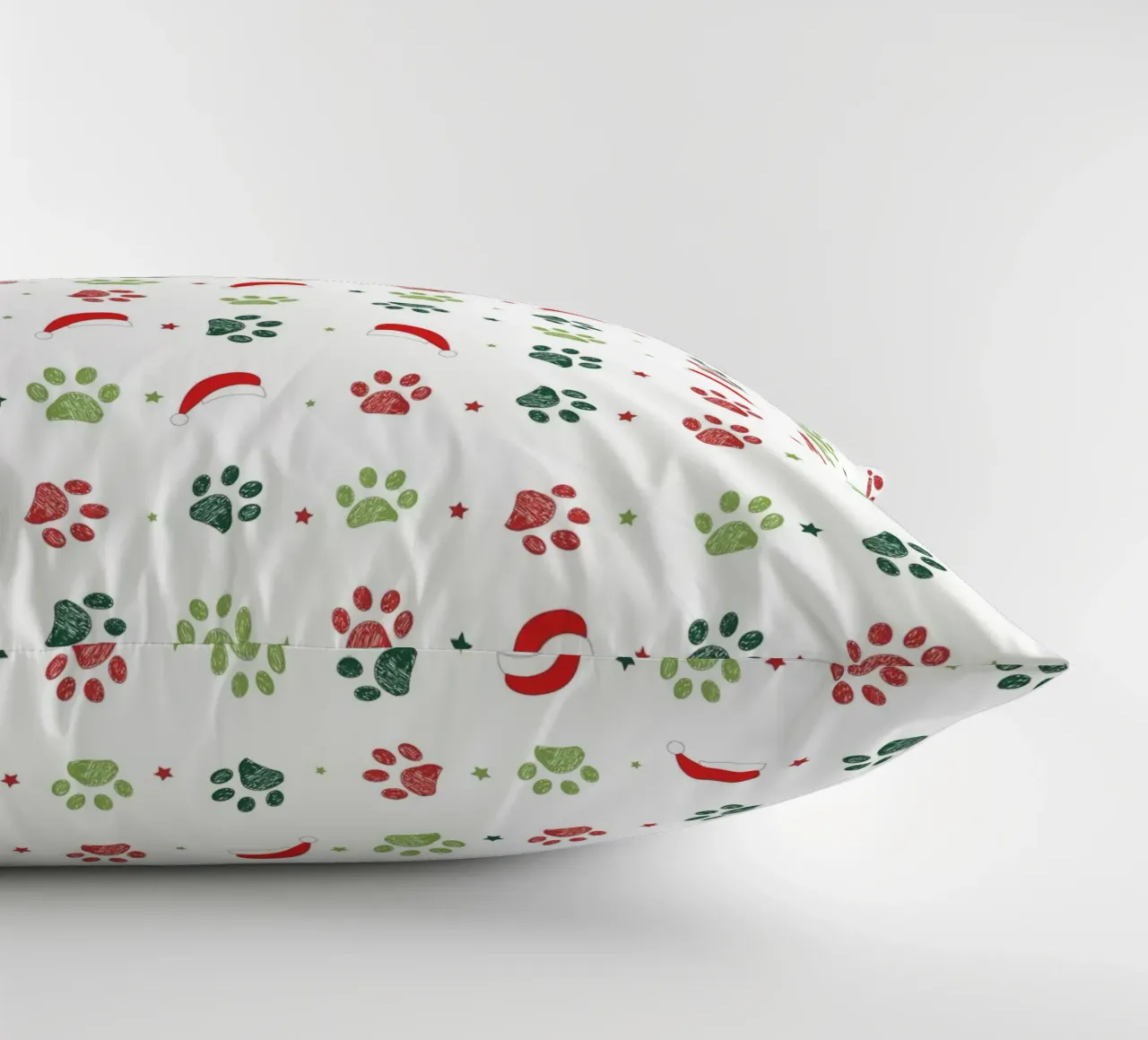 Design scandi verde, zampe rosse con cappelli di Babbo Natale cuscino da gulsengunel