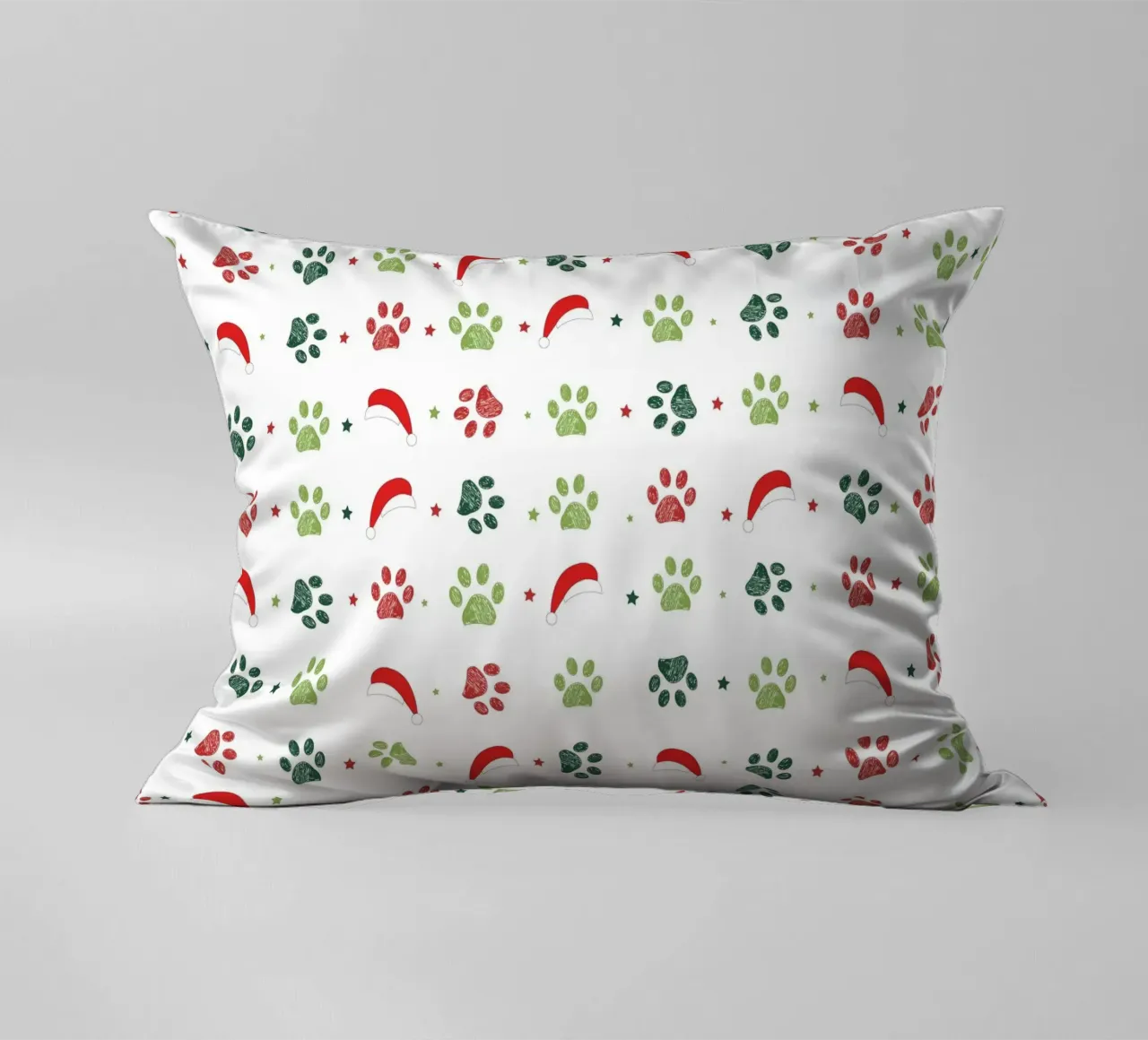 Design scandi verde, zampe rosse con cappelli di Babbo Natale cuscino da gulsengunel