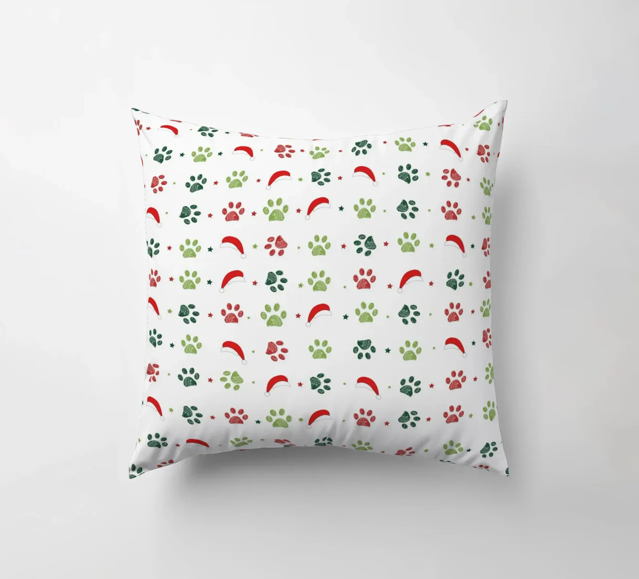 Design scandi verde, zampe rosse con cappelli di Babbo Natale cuscino da gulsengunel