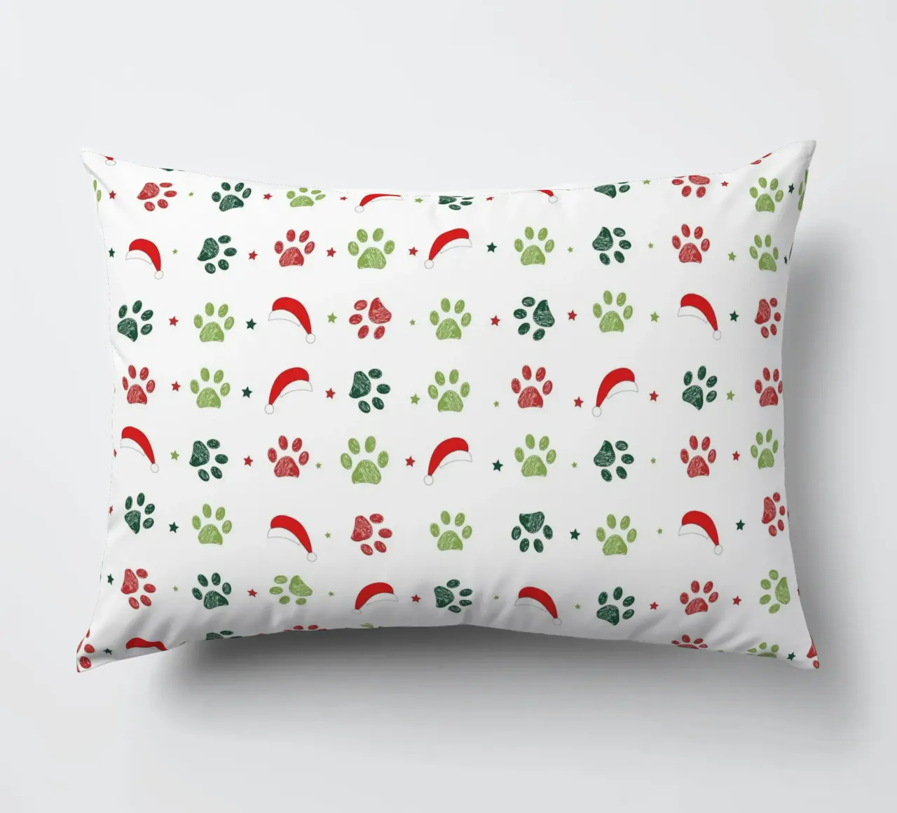 Design scandi verde, zampe rosse con cappelli di Babbo Natale cuscino da gulsengunel