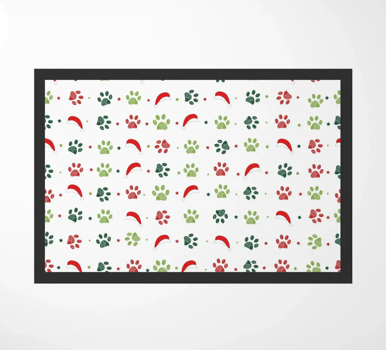 Design scandi verde, zampe rosse con cappelli di Babbo Natale zerbino da gulsengunel
