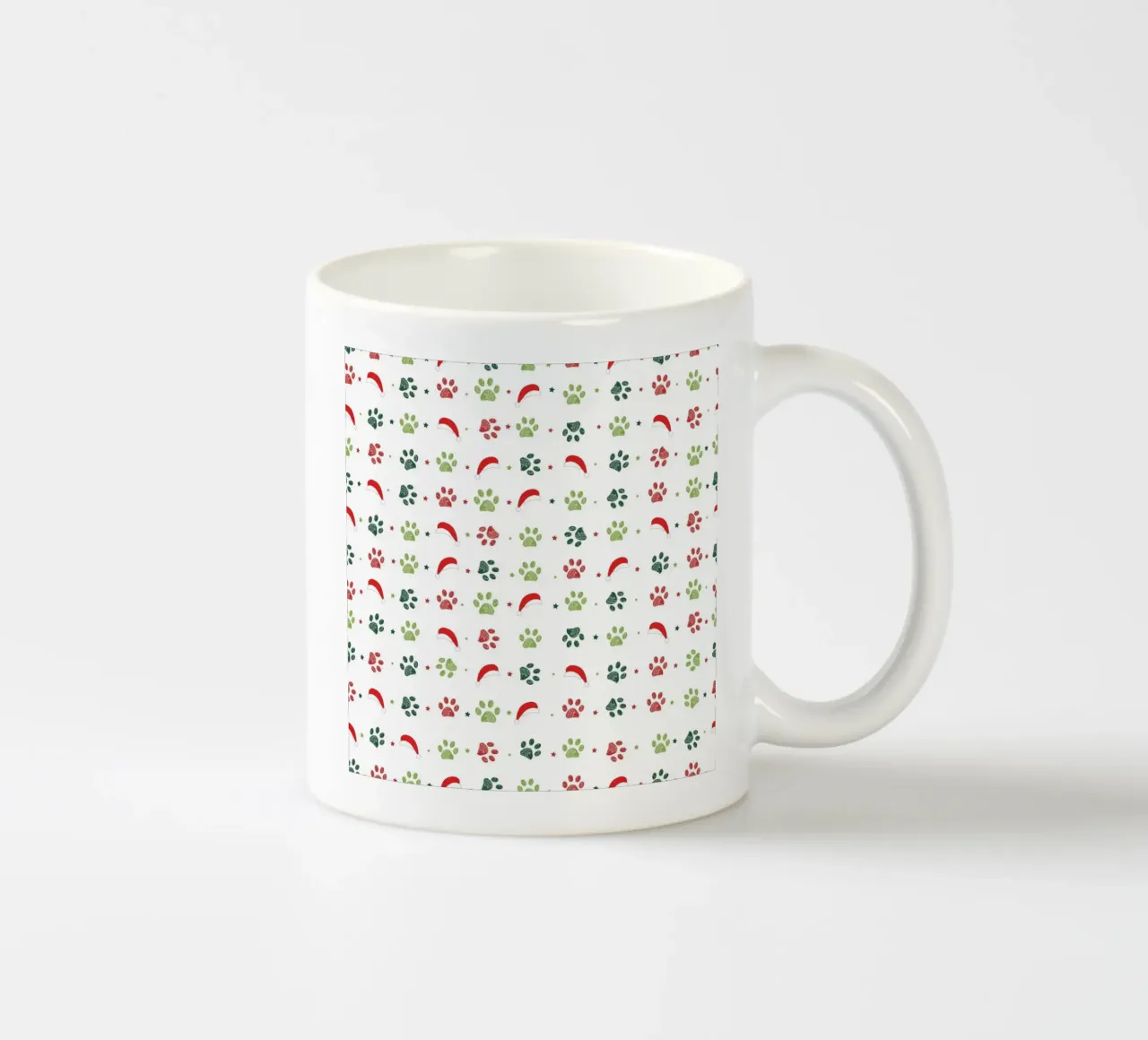 Design scandi verde, zampe rosse con cappelli di Babbo Natale tazza in ceramica da gulsengunel