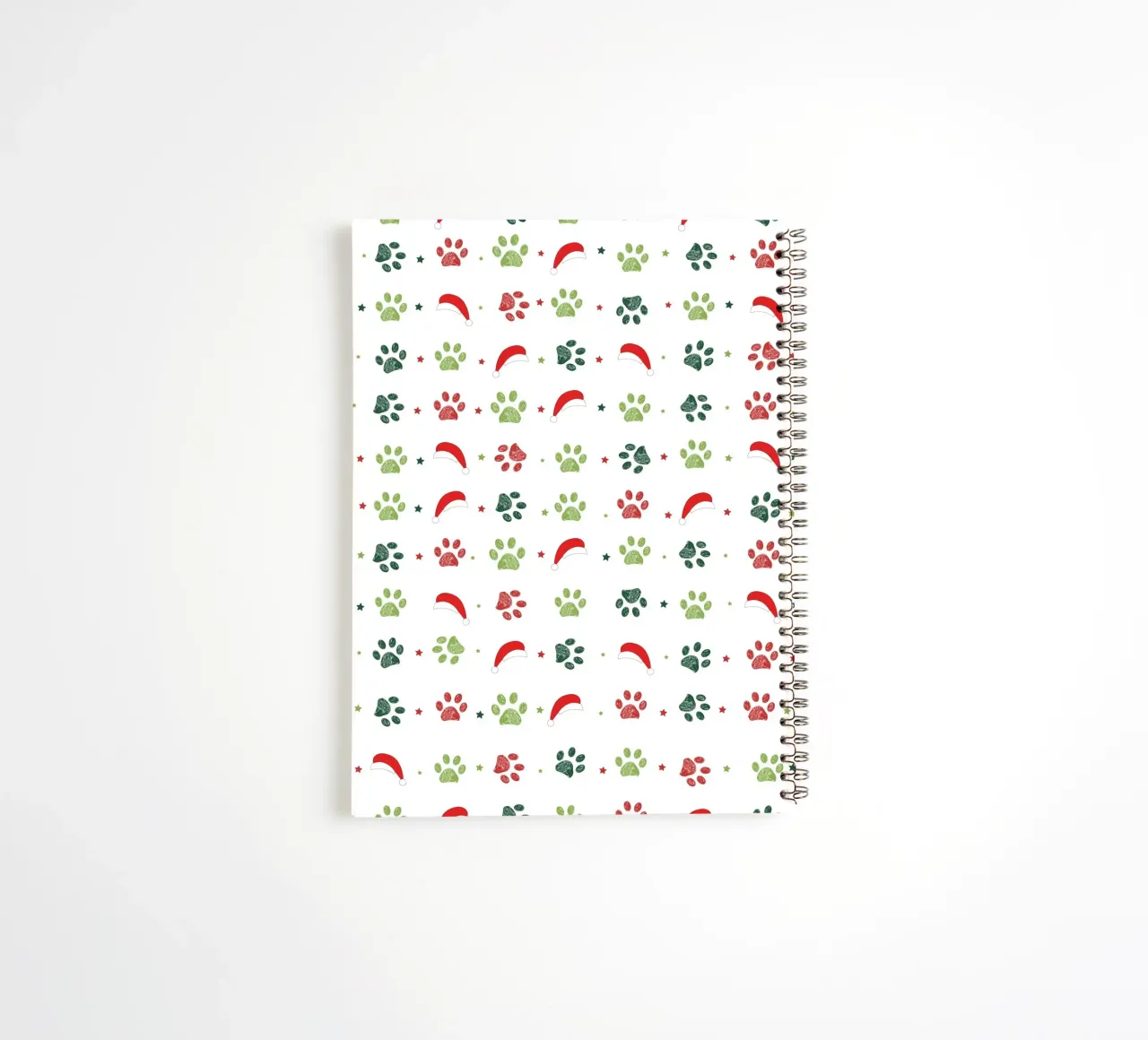 Design scandi verde, zampe rosse con cappelli di Babbo Natale diario ad anelli da gulsengunel