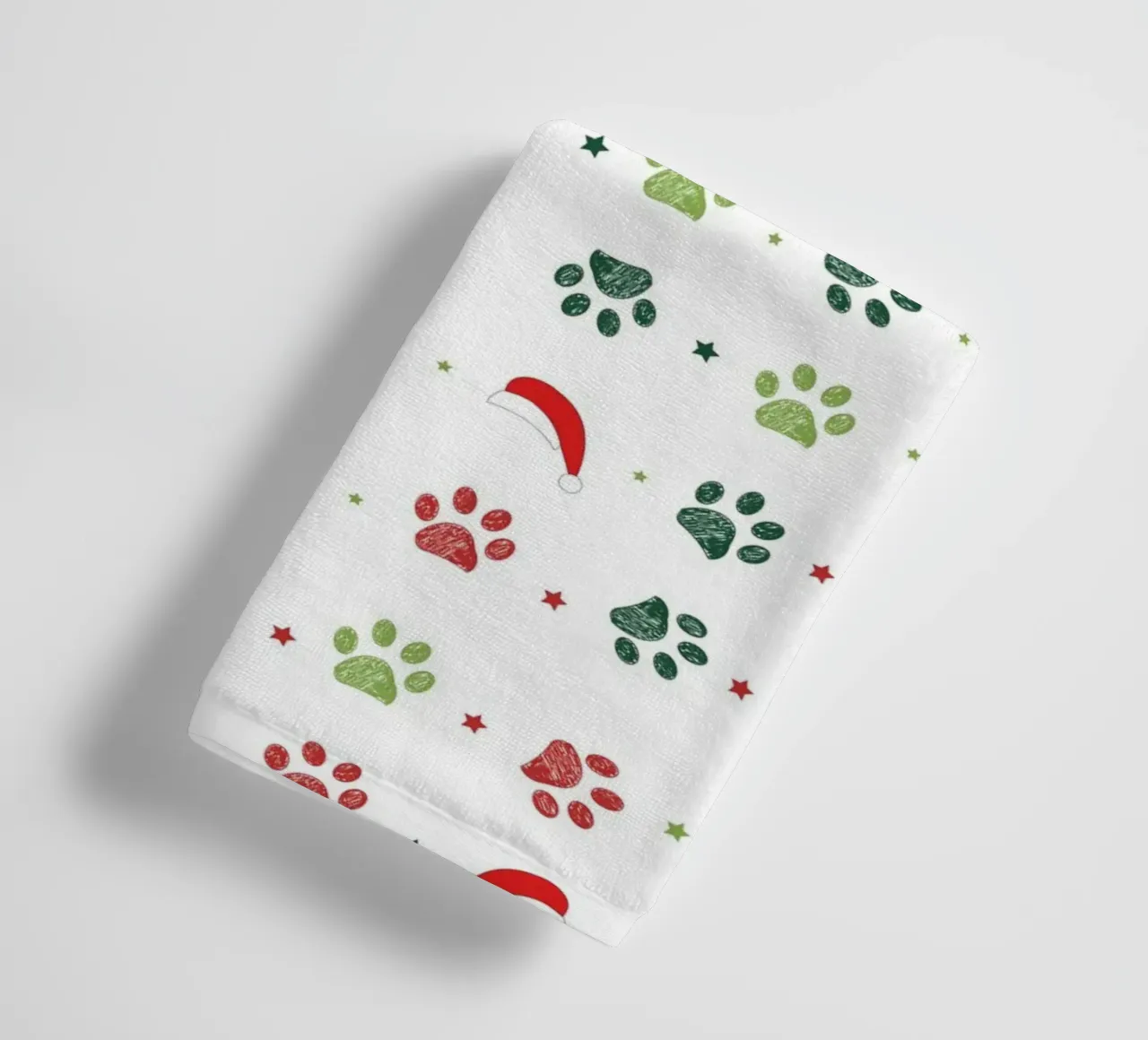Design scandi verde, zampe rosse con cappelli di Babbo Natale asciugamano da bagno da gulsengunel
