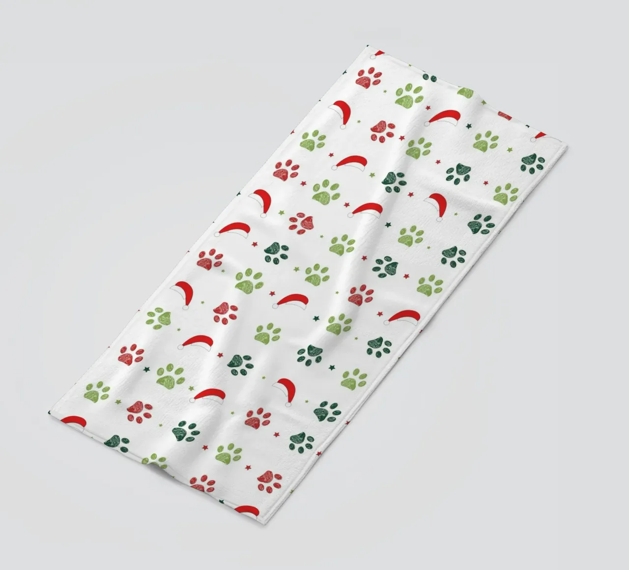 Design scandi verde, zampe rosse con cappelli di Babbo Natale telo mare da gulsengunel