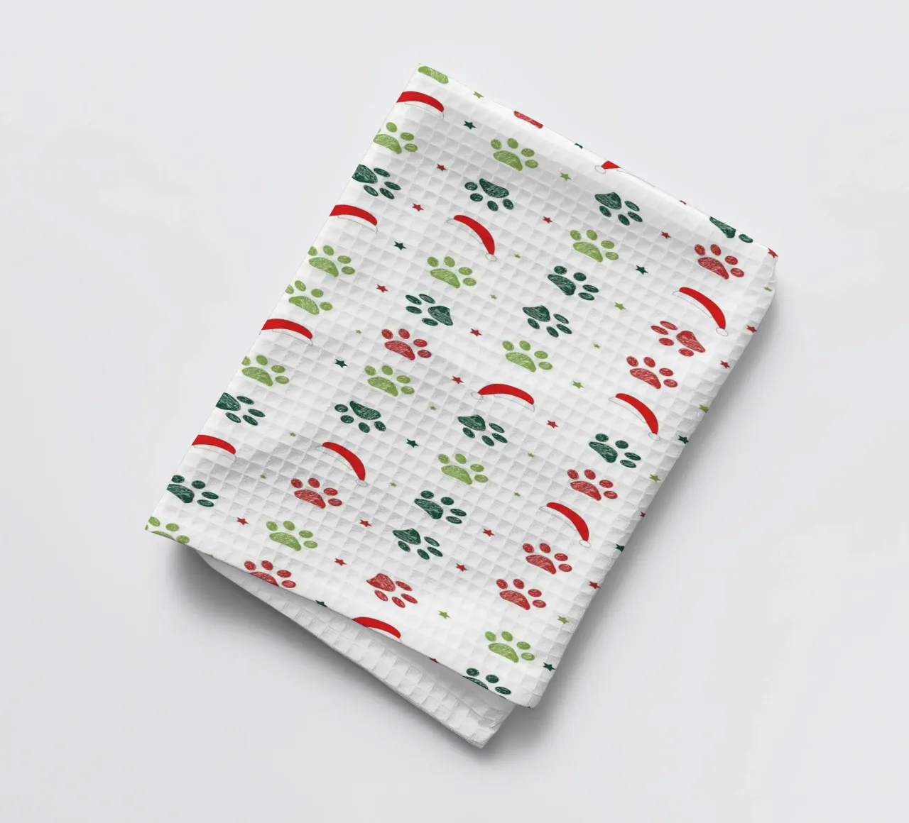 Design scandi verde, zampe rosse con cappelli di Babbo Natale canovaccio da cucina da gulsengunel