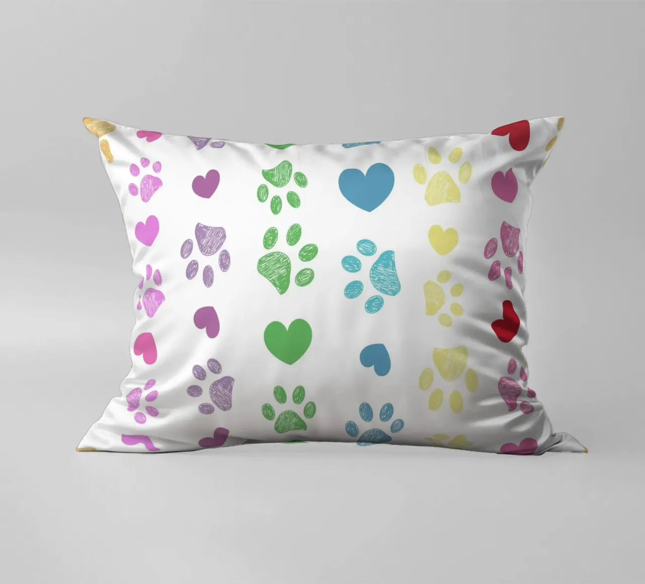 Soft rainbow seamless paw print pattern decorative cushion by gulsengunel
