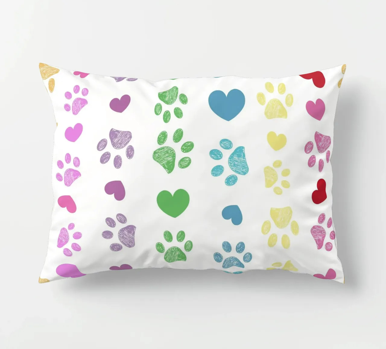 Soft rainbow seamless paw print pattern decorative cushion by gulsengunel
