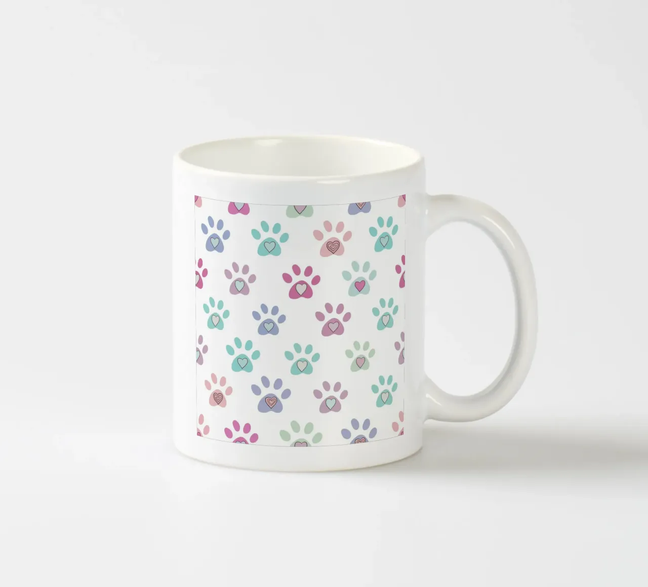 Pastel paws pet inspired print ceramic mug by gulsengunel