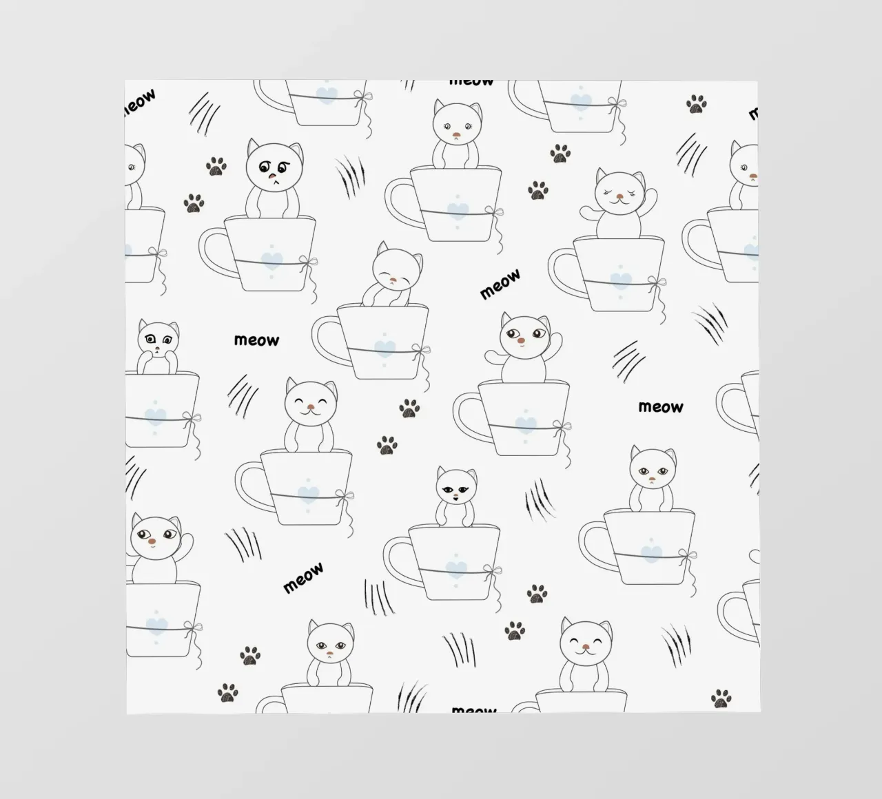 Cats and coffee playful pattern photo wallpaper by gulsengunel