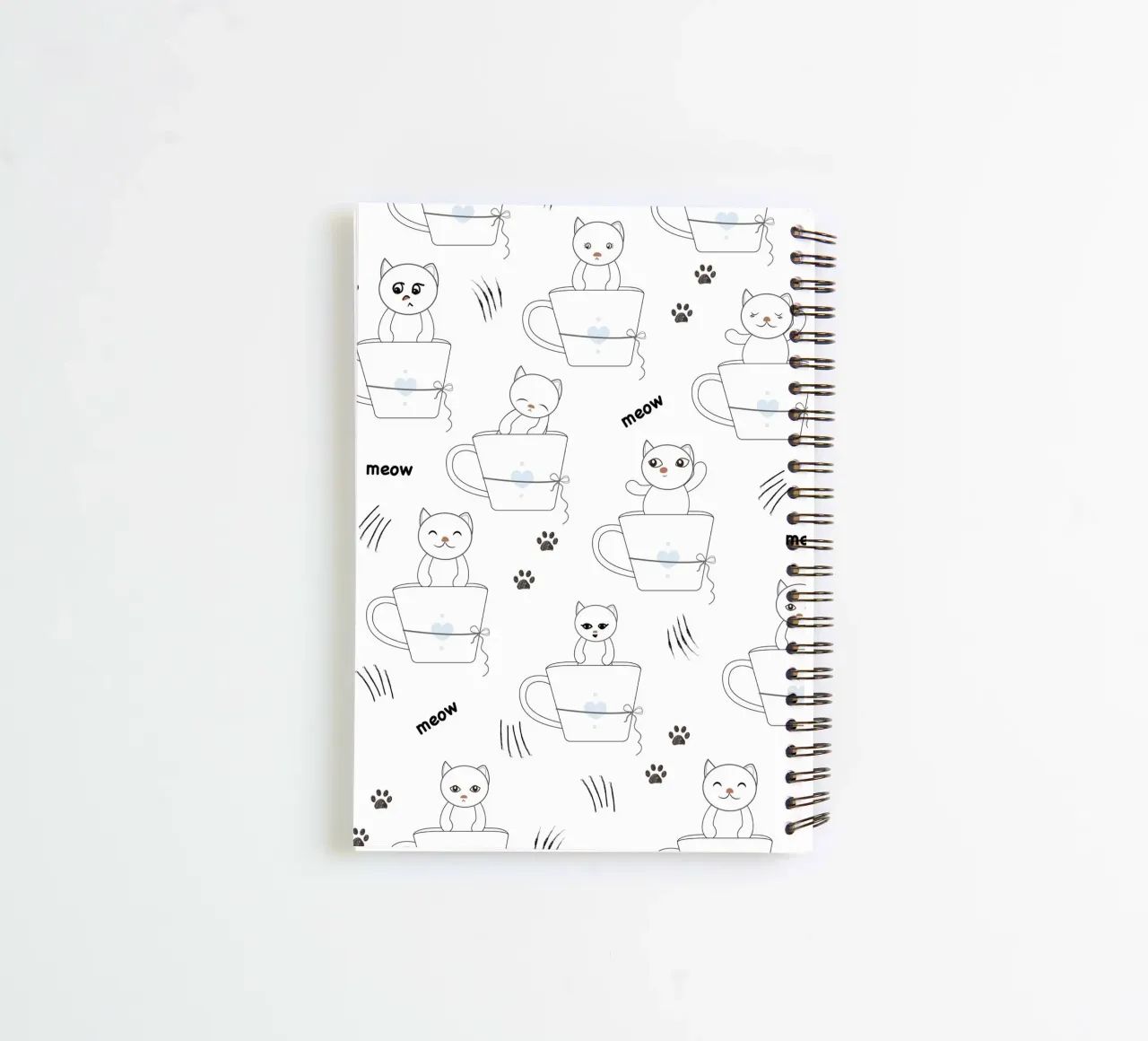 Cats and coffee playful pattern spiral notebook by gulsengunel