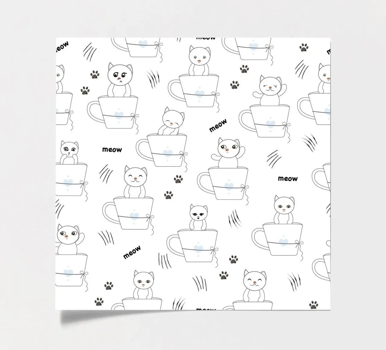 Cats and coffee playful pattern sticker sheet by gulsengunel