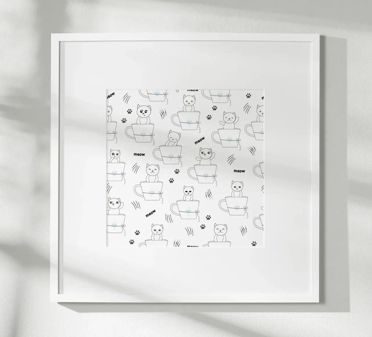 Cats and coffee playful pattern hahnemühle by gulsengunel
