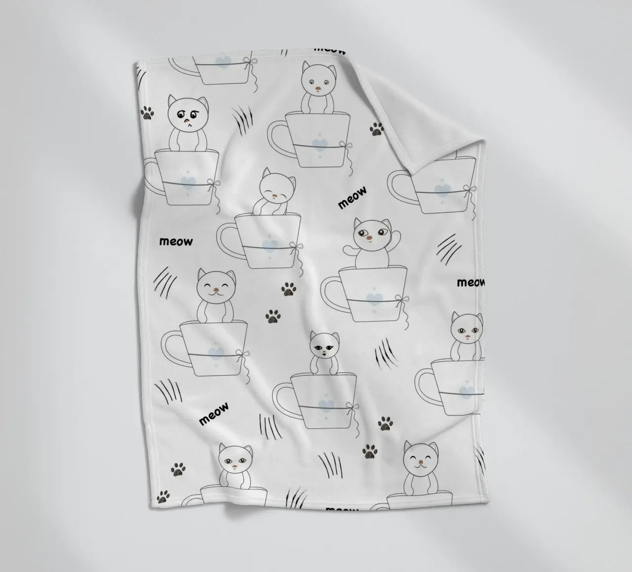 Cats and coffee playful pattern fleece blanket by gulsengunel