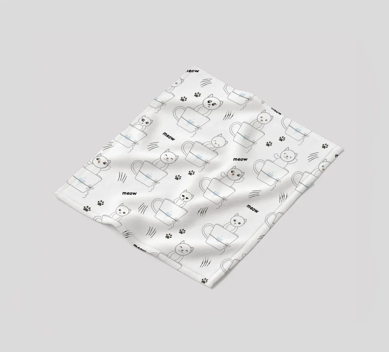 Cats and coffee playful pattern fleece blanket by gulsengunel