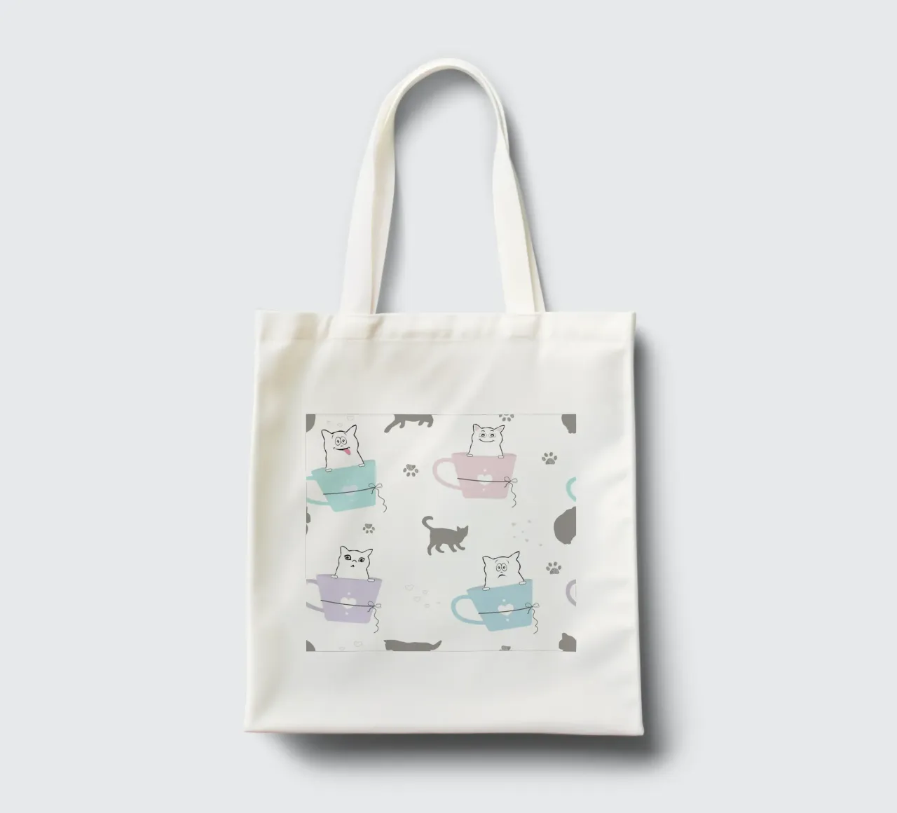 Gatti e caffè motivo ludico II borsa in juta da gulsengunel