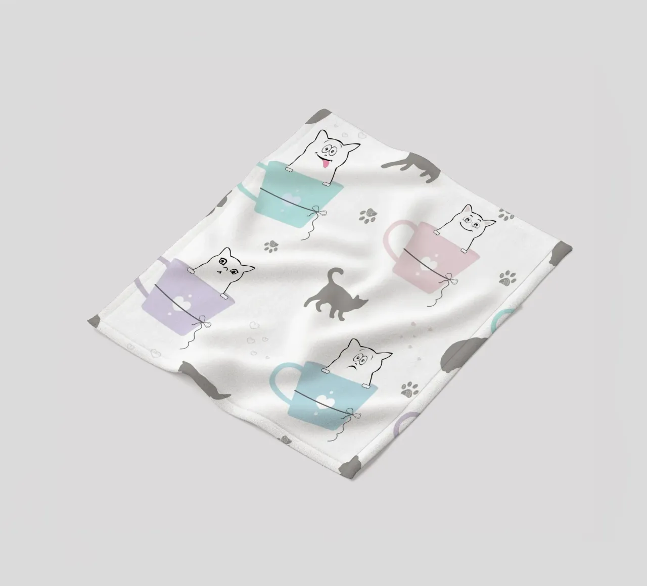 Gatti e caffè motivo ludico II coperta in pile da gulsengunel