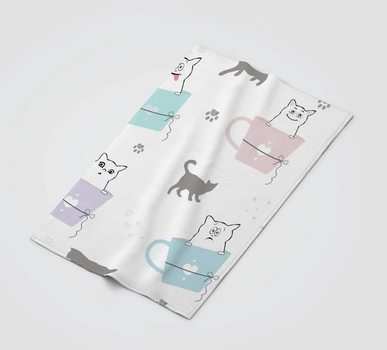 Gatti e caffè motivo ludico II coperta in pile da gulsengunel